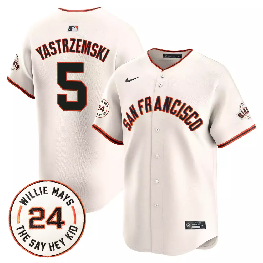 mike yastrzemski cream mens san francisco giants 2024 willie mays patch vapor premier limited jersey v5 all stitched