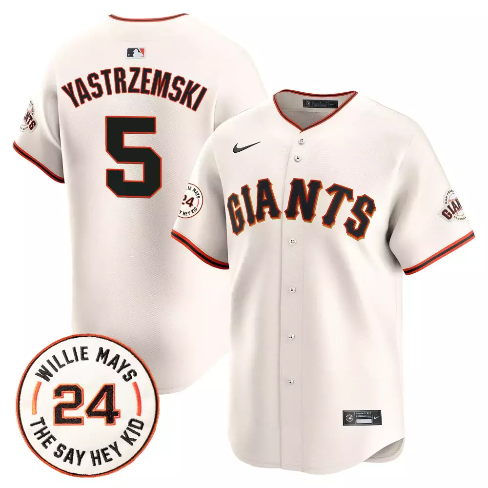 mike yastrzemski cream mens san francisco giants 2024 willie mays patch vapor premier limited jersey v5 all stitched