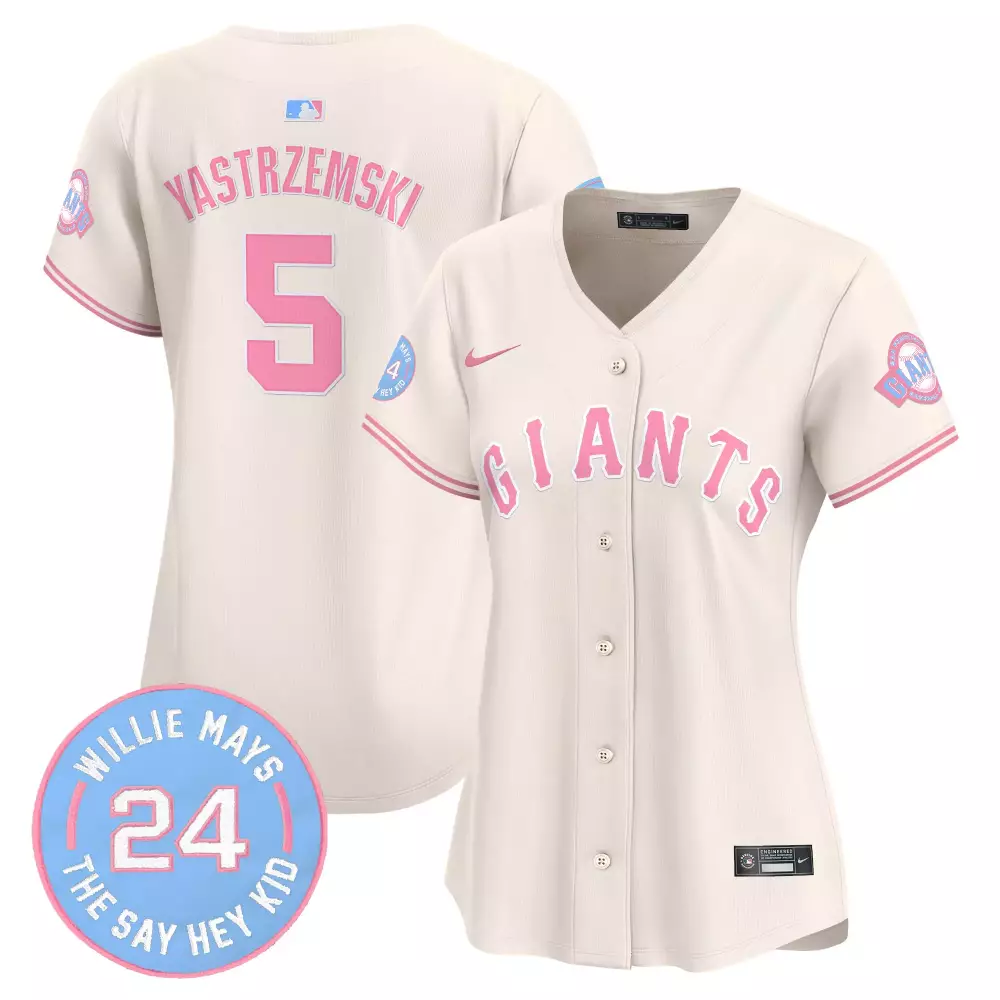 mike yastrzemski cream womens unisex san francisco giants bubblegum pink vapor premier limited jersey all stitched
