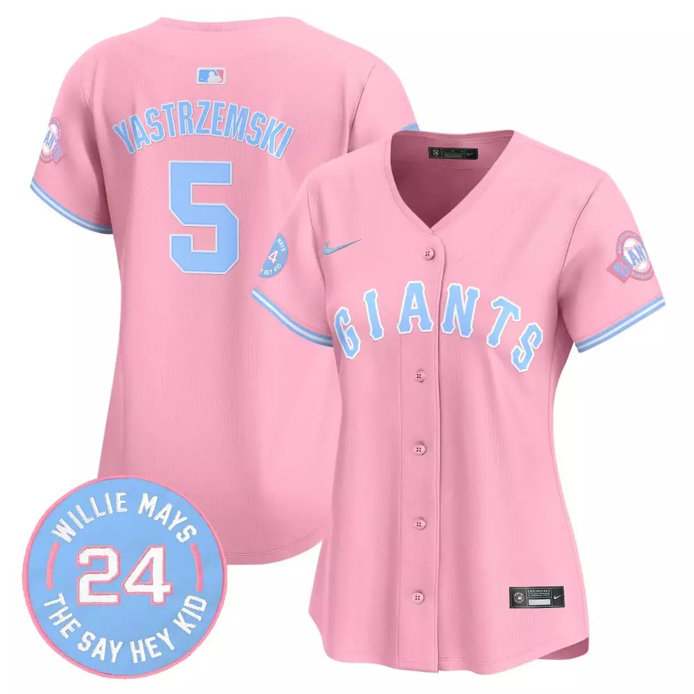 mike yastrzemski pink womens unisex san francisco giants bubblegum pink vapor premier limited jersey all stitched