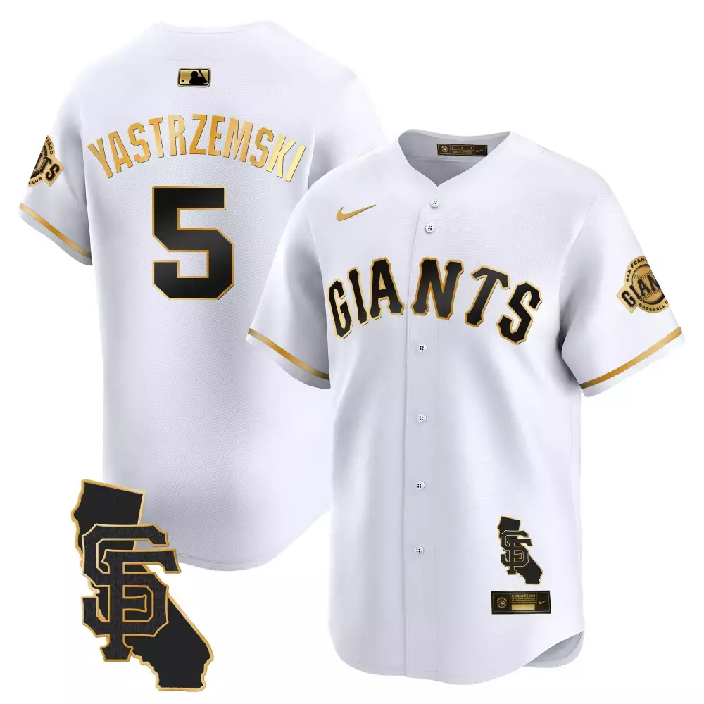 mike yastrzemski white gold mens san francisco giants california patch vapor premier limited jersey all stitched
