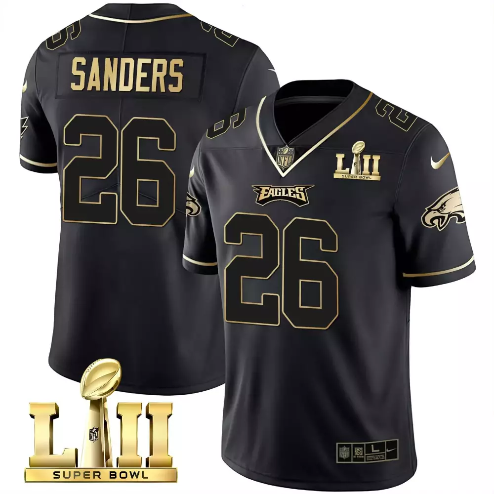 Miles Sanders Philadelphia Eagles Black Gold Super Bowl LII Patch Vapor Jersey | All Stitched | Limited Edition for Men, Women & Youth