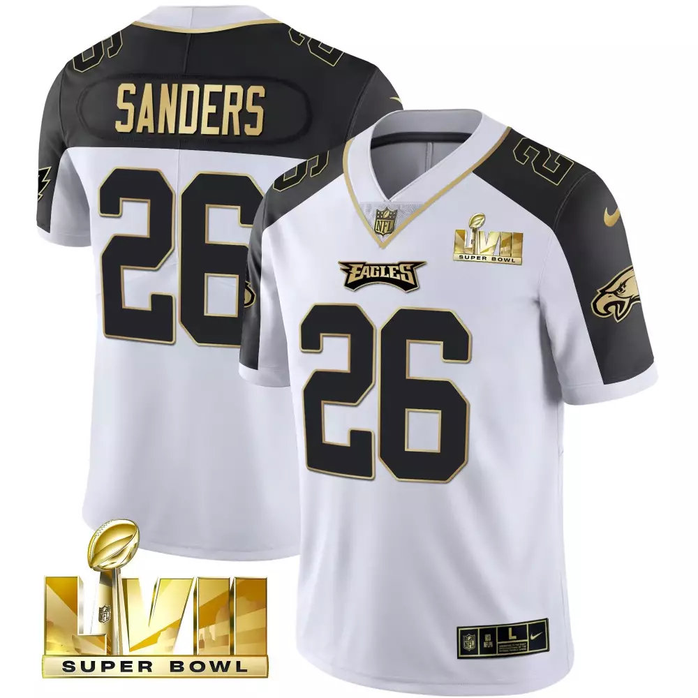 Miles Sanders Philadelphia Eagles Black Gold Trim Youth Super Bowl Patch Vapor Jersey | All Stitched | Fan Gear for Men, Women & Youth