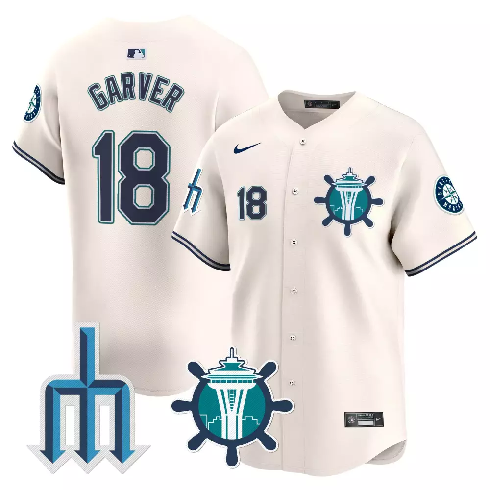 mitch garver cream mens seattle mariners trident patch vapor premier limited jersey all stitched