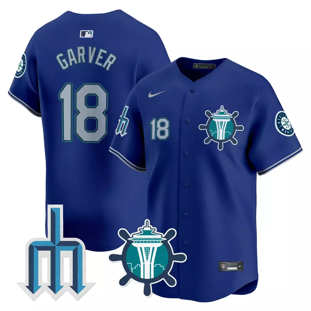 mitch garver royal mens seattle mariners trident patch vapor premier limited jersey all stitched