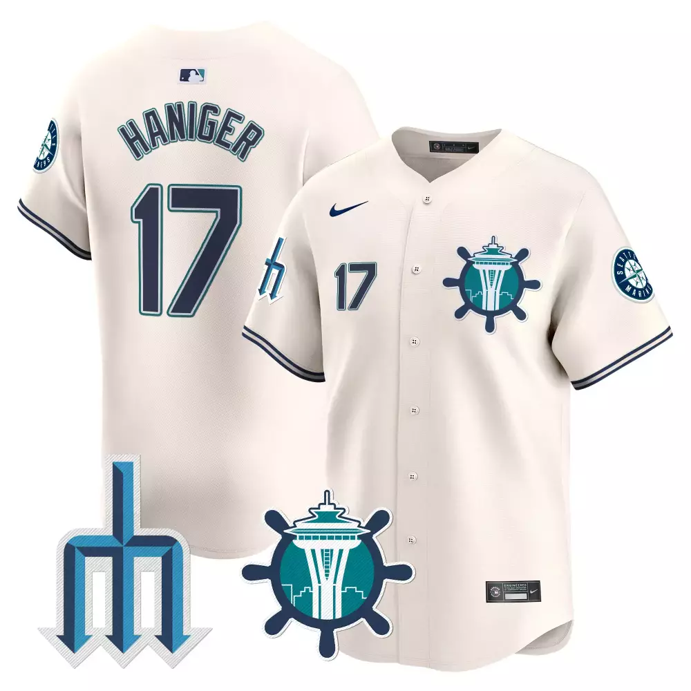 mitch haniger aqua mens seattle mariners trident patch vapor premier limited jersey all stitched