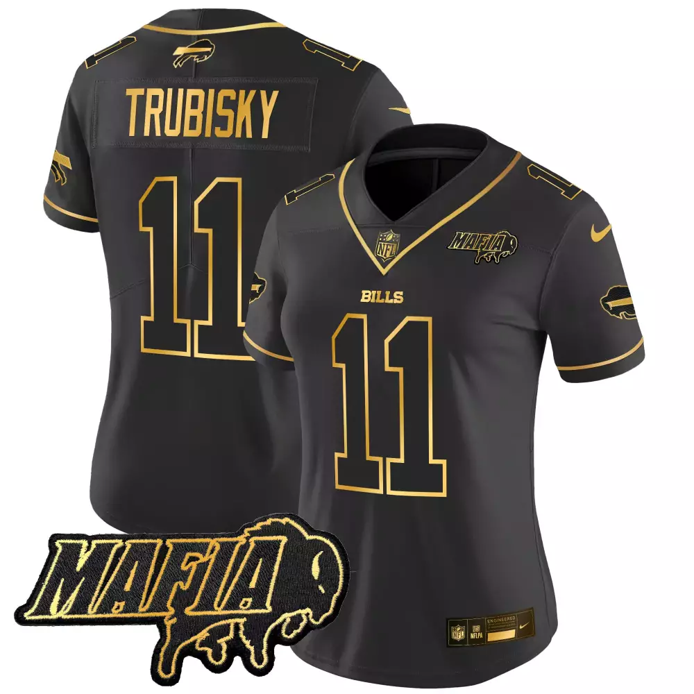 Mitchell Trubisky Black Men's Buffalo Bills 2024 Vapor Jersey | Est 1960 Patch | Limited Edition | For Men, Women & Youth