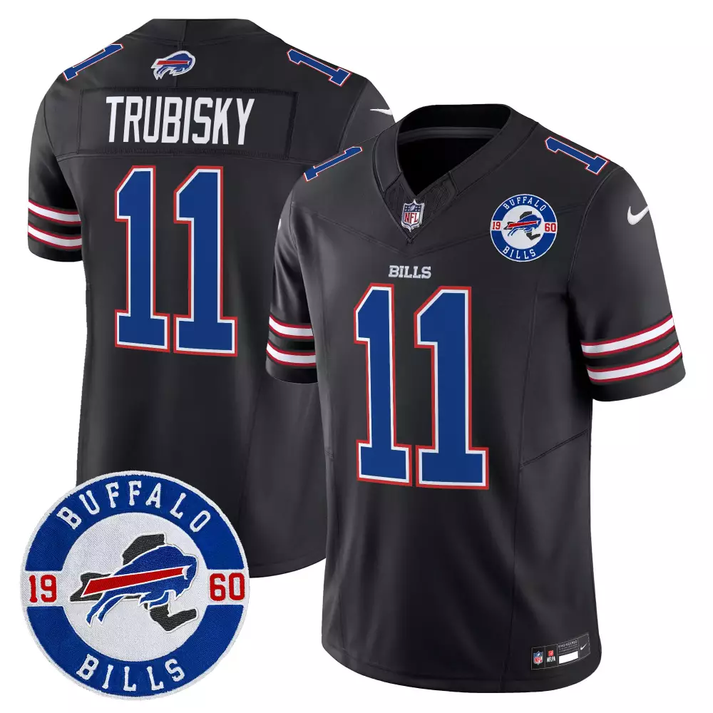 Mitchell Trubisky Black Men's Buffalo Bills 2024 Vapor Jersey | Est 1960 Patch | Limited Edition | For Men, Women & Youth