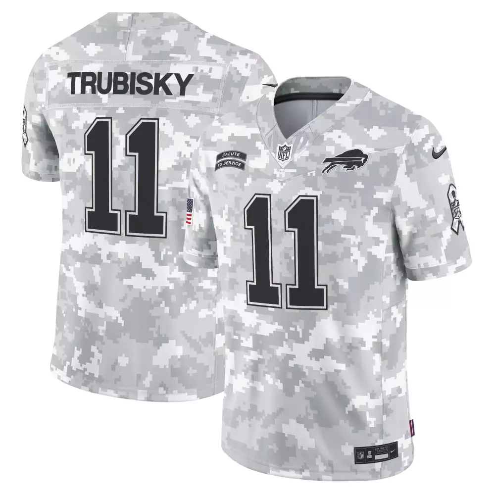 Mitchell Trubisky Marines Men's Buffalo Bills 2024 Salute to Service Jersey | Establishment Year Patch | Limited Edition | For Men, Women & Youth