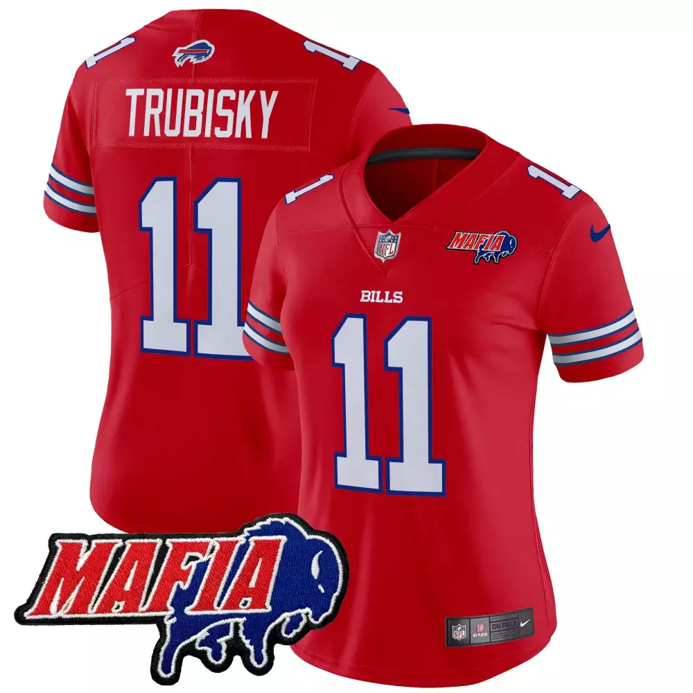 Mitchell Trubisky Red Men's Buffalo Bills Vapor Limited Jersey | Stitched American Style | Fan Gear for Game Day | For Men, Women & Youth