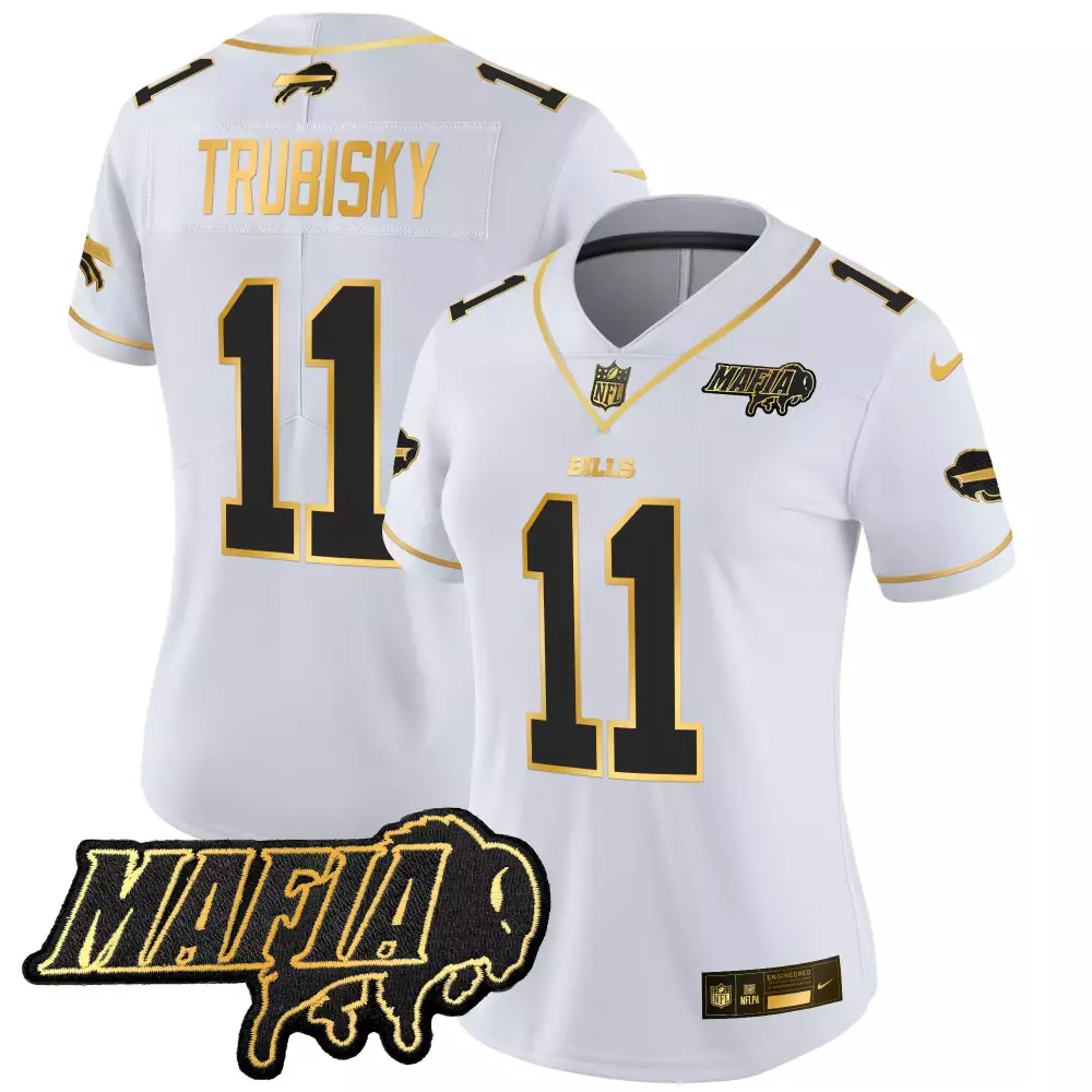 Mitchell Trubisky Buffalo Bills 2024 Mafia Patch Jersey | Stitched Gold Vapor Limited Edition for Women, Men & Youth