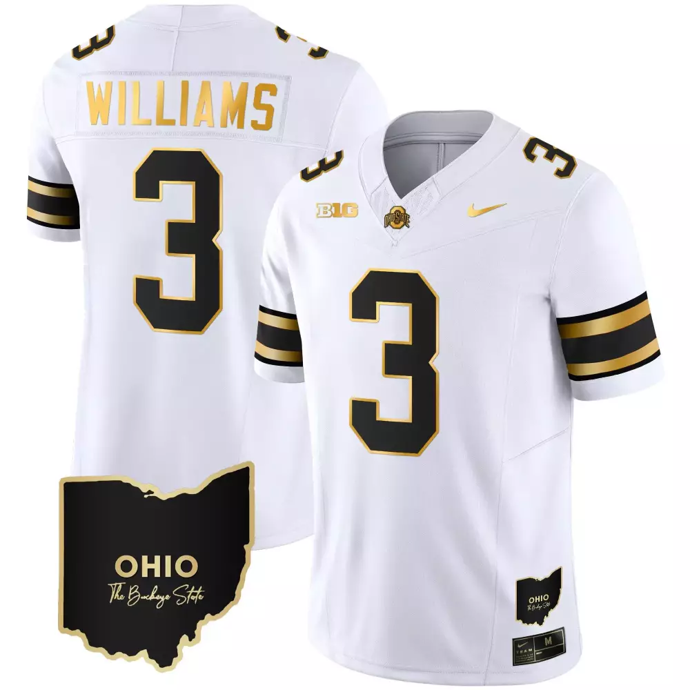 miyan williams white gold mens ohio state buckeyes 2023 vapor limited gold jersey ohio patch all stitched