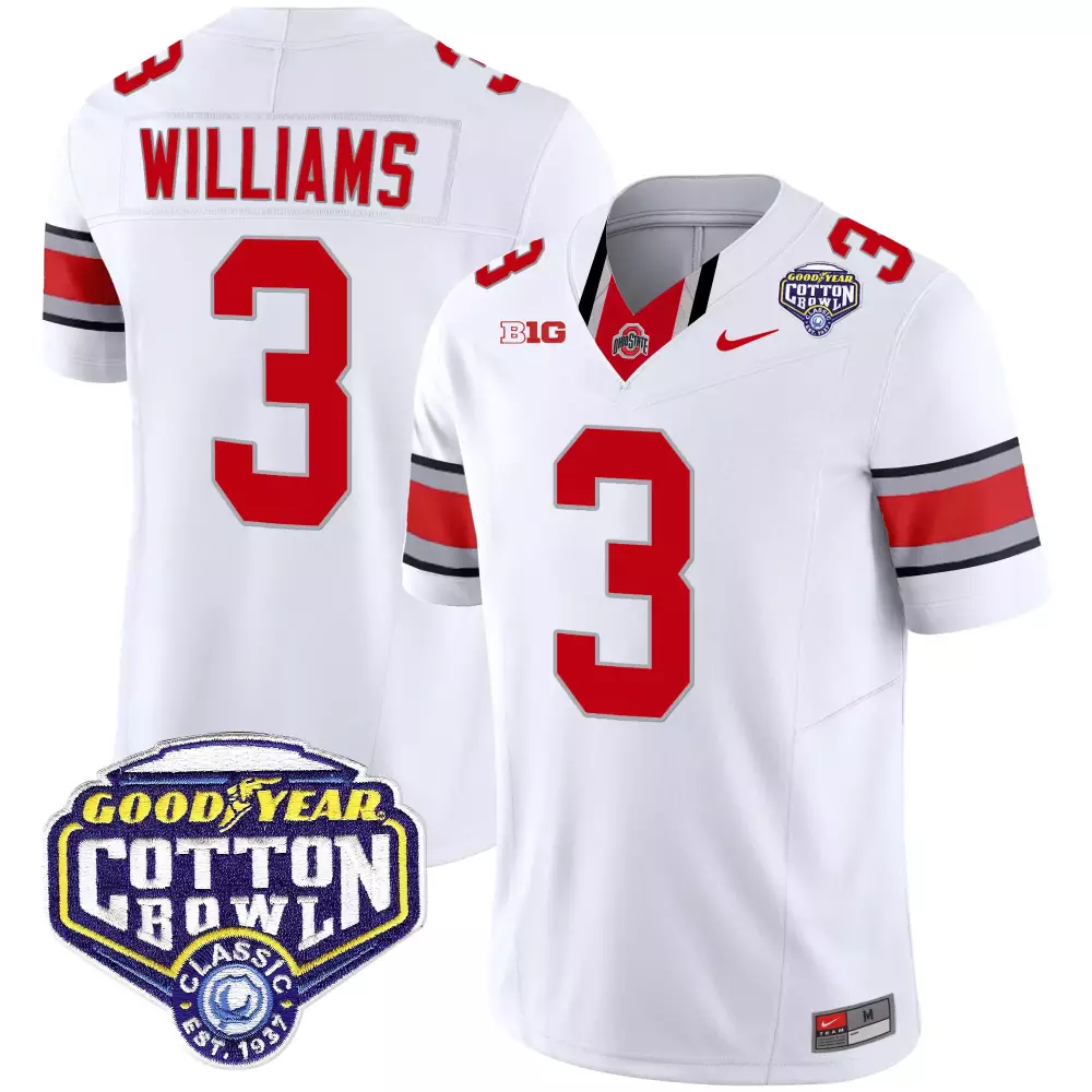 miyan williams white mens ohio state buckeyes cotton bowl patch vapor jersey all stitched