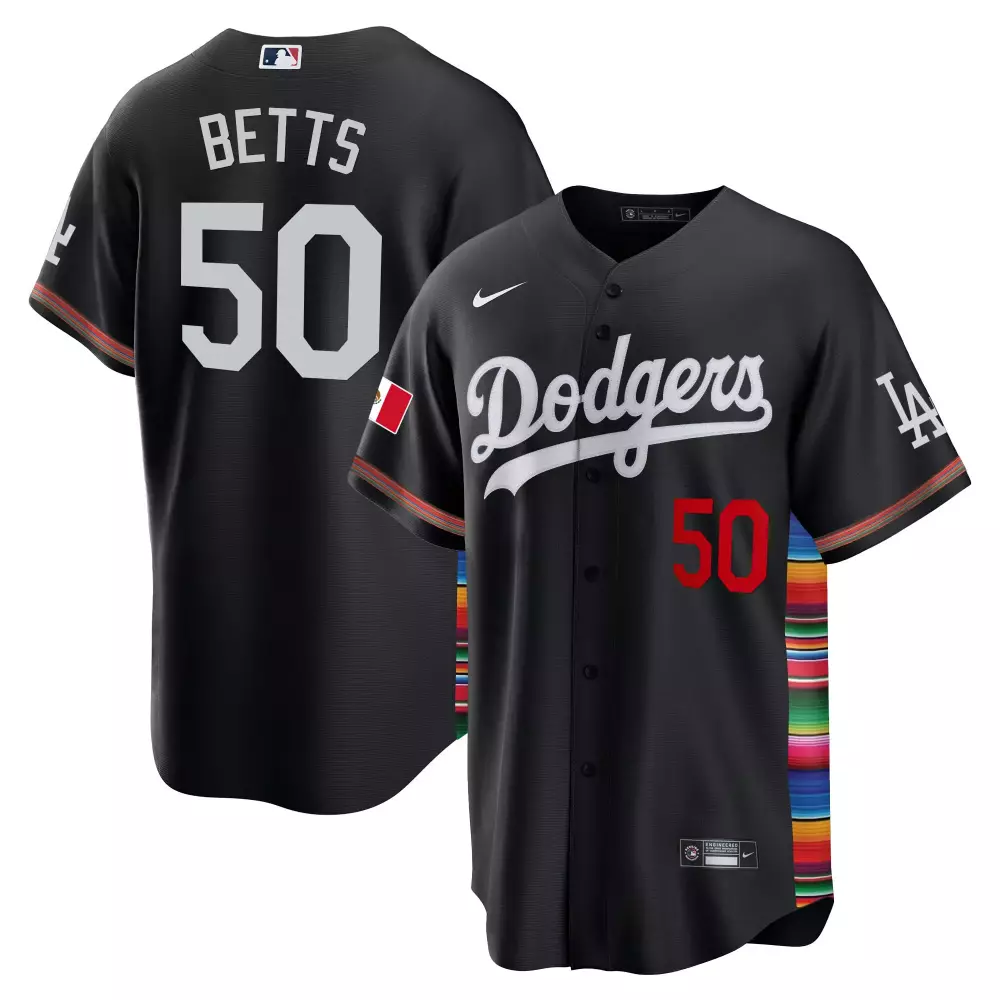 mookie betts black mens los angeles dodgers mexico cool base jersey all stitched