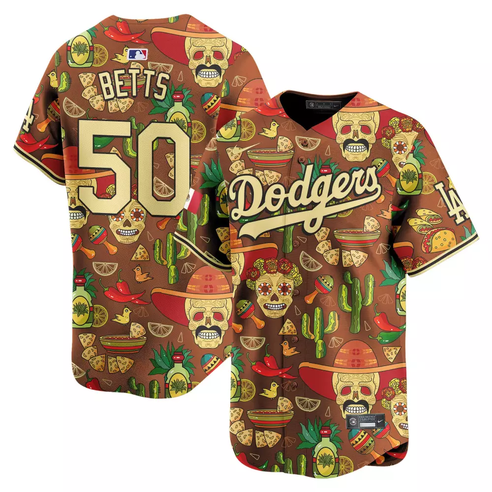 mookie betts brown mens los angeles dodgers mexico aztec vapor premier limited jersey v2 printed