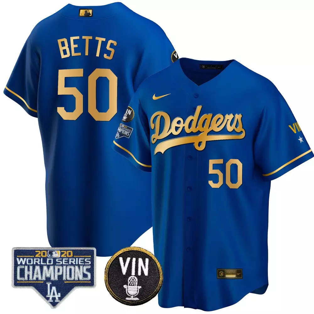 mookie betts cool black royal mens los angeles dodgers cool base gold jersey all stitched