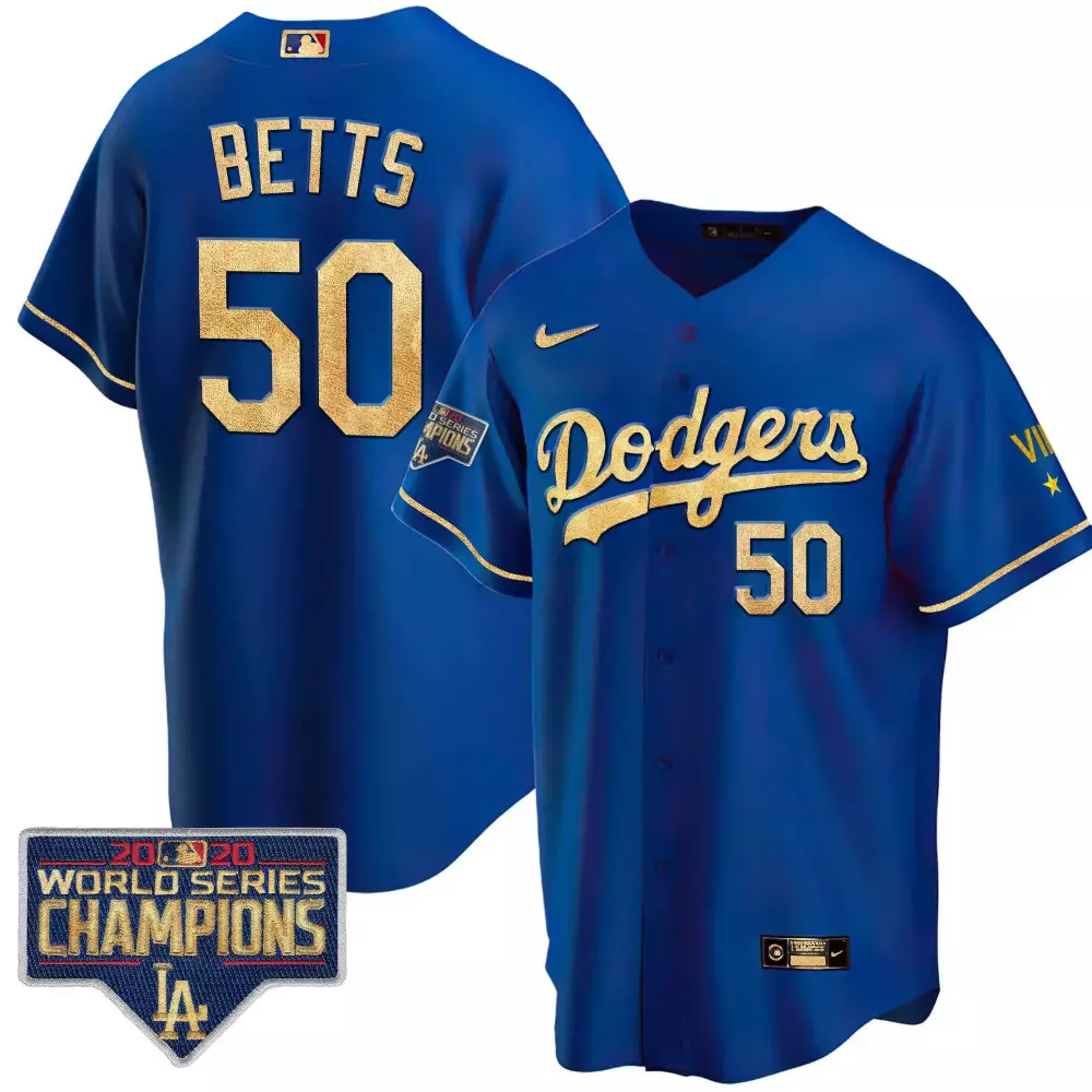 mookie betts cool royal mens los angeles dodgers 2020 world series champions rush gold jersey n all stitched
