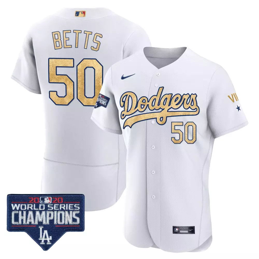 mookie betts flex royal mens los angeles dodgers world series 2020 gold jersey all stitched