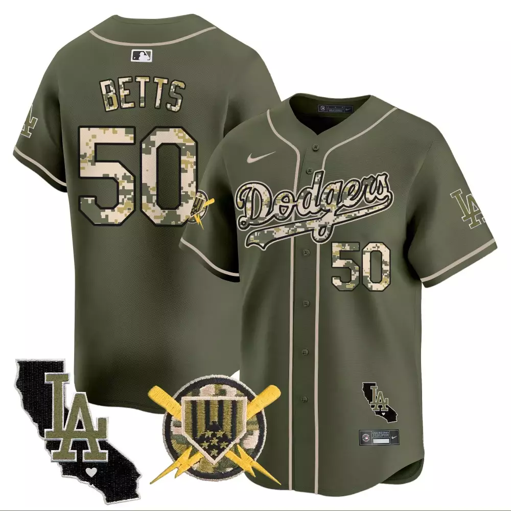 mookie betts green mens los angeles dodgers armed forces day vapor premier limited jersey all stitched