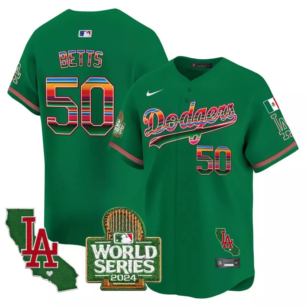 mookie betts green mens los angeles dodgers mexico 2024 world series vapor premier limited jersey all stitched
