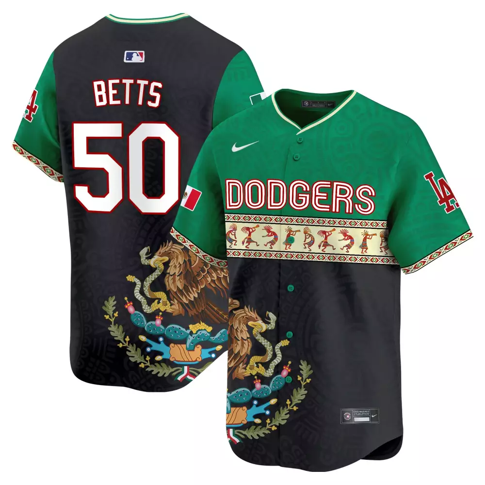 mookie betts green mens los angeles dodgers mexico aztec vapor premier limited jersey printed