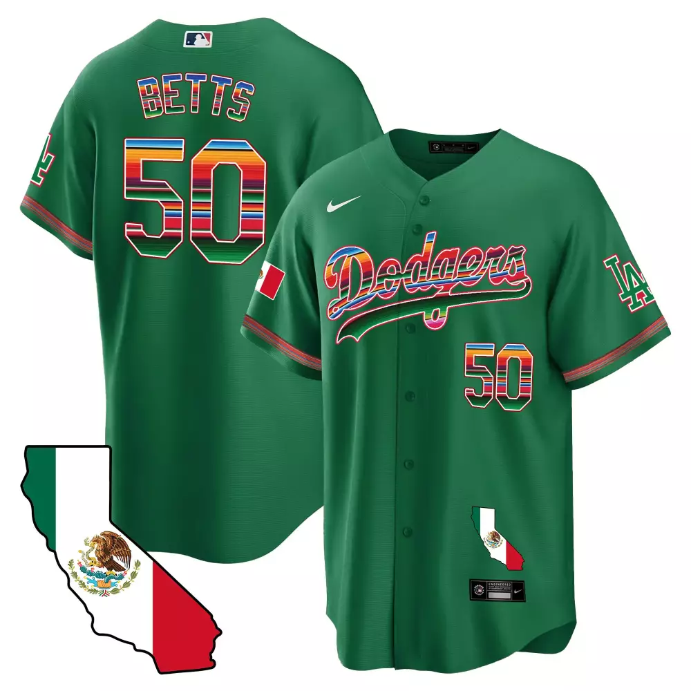 mookie betts green mens los angeles dodgers mexico aztec vapor premier limited jersey printed
