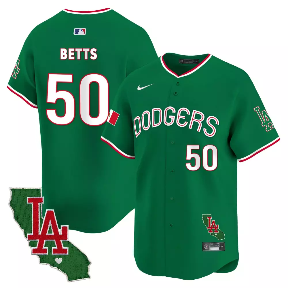 mookie betts green mens los angeles dodgers mexico california patch vapor premier limited jersey v3 all stitched