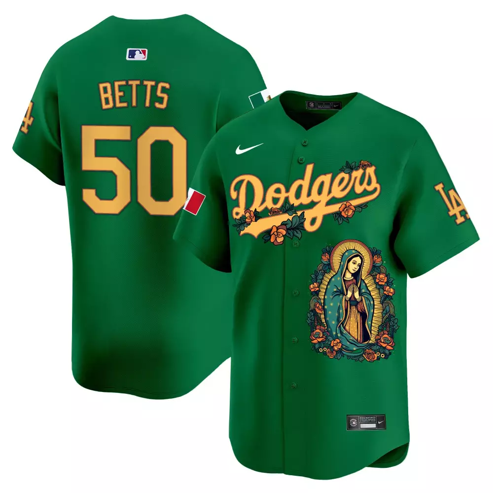mookie betts green mens los angeles dodgers mexico guadalupe vapor premier limited jersey printed