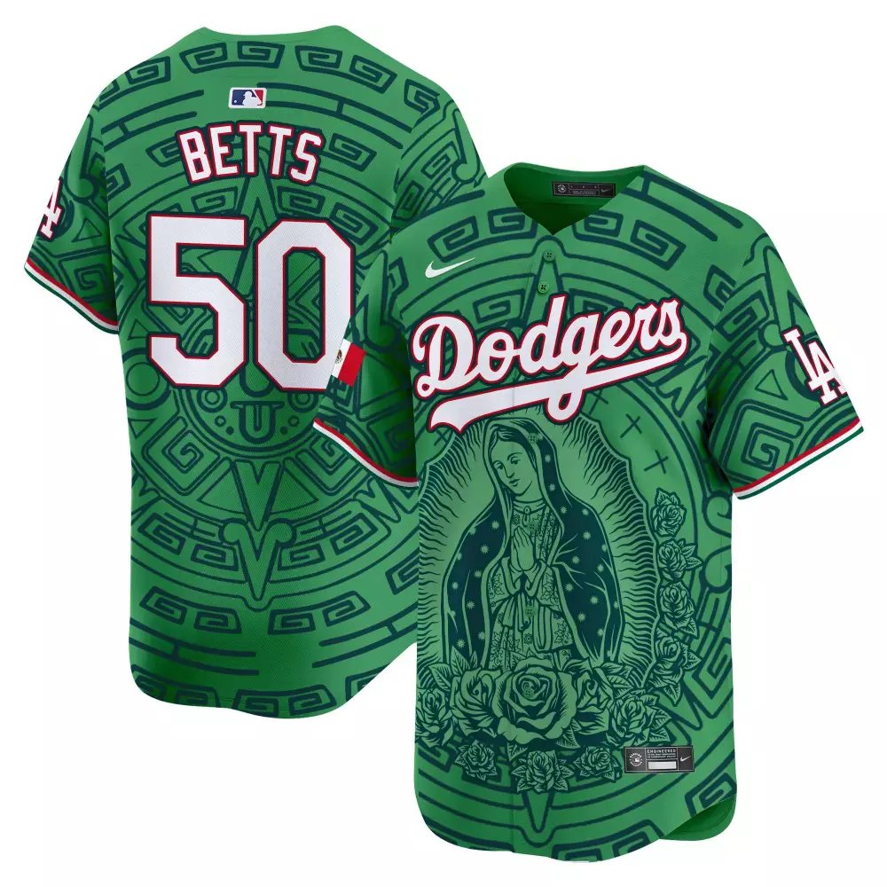 mookie betts green mens los angeles dodgers mexico guadalupe vapor premier limited jersey printed