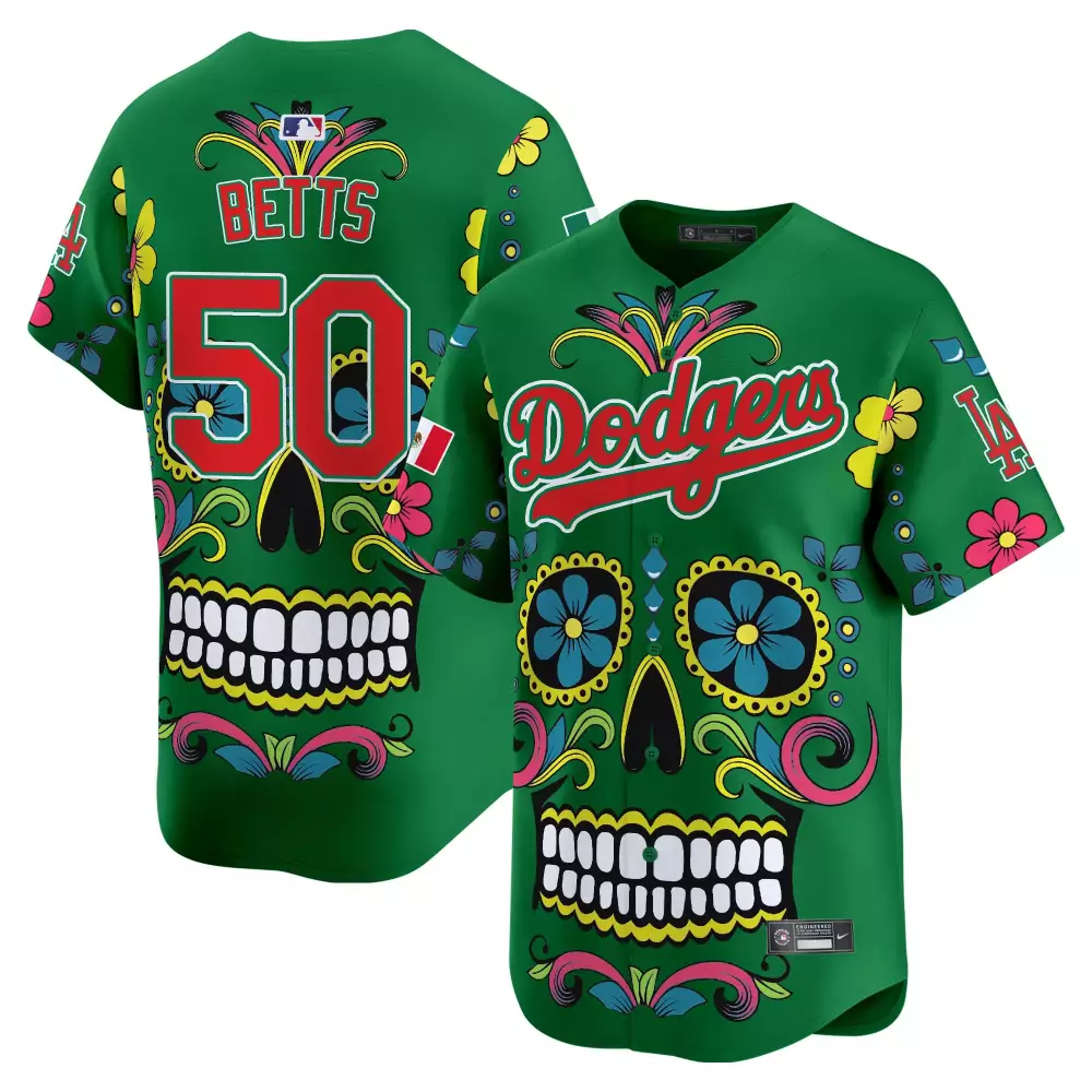 mookie betts green mens los angeles dodgers mexico guadalupe vapor premier limited jersey printed