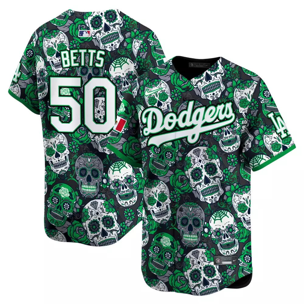 mookie betts green mens los angeles dodgers mexico guadalupe vapor premier limited jersey printed