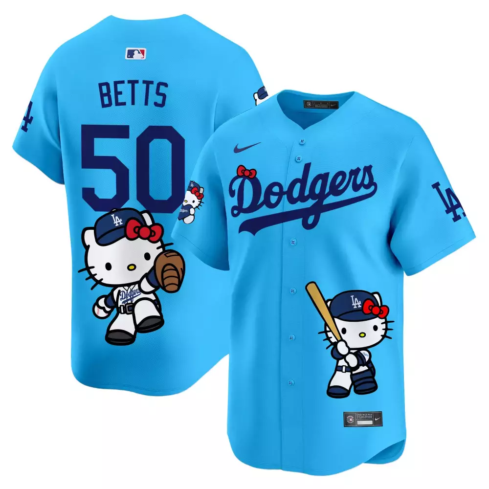 mookie betts light blue unisex los angeles dodgers hello kitty vapor premier limited jersey printed