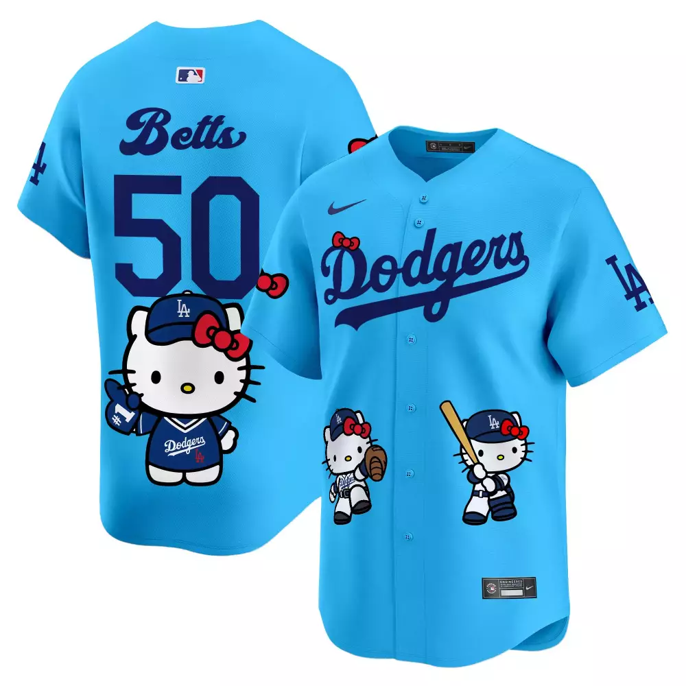 mookie betts light blue unisex los angeles dodgers hello kitty vapor premier limited jersey printed