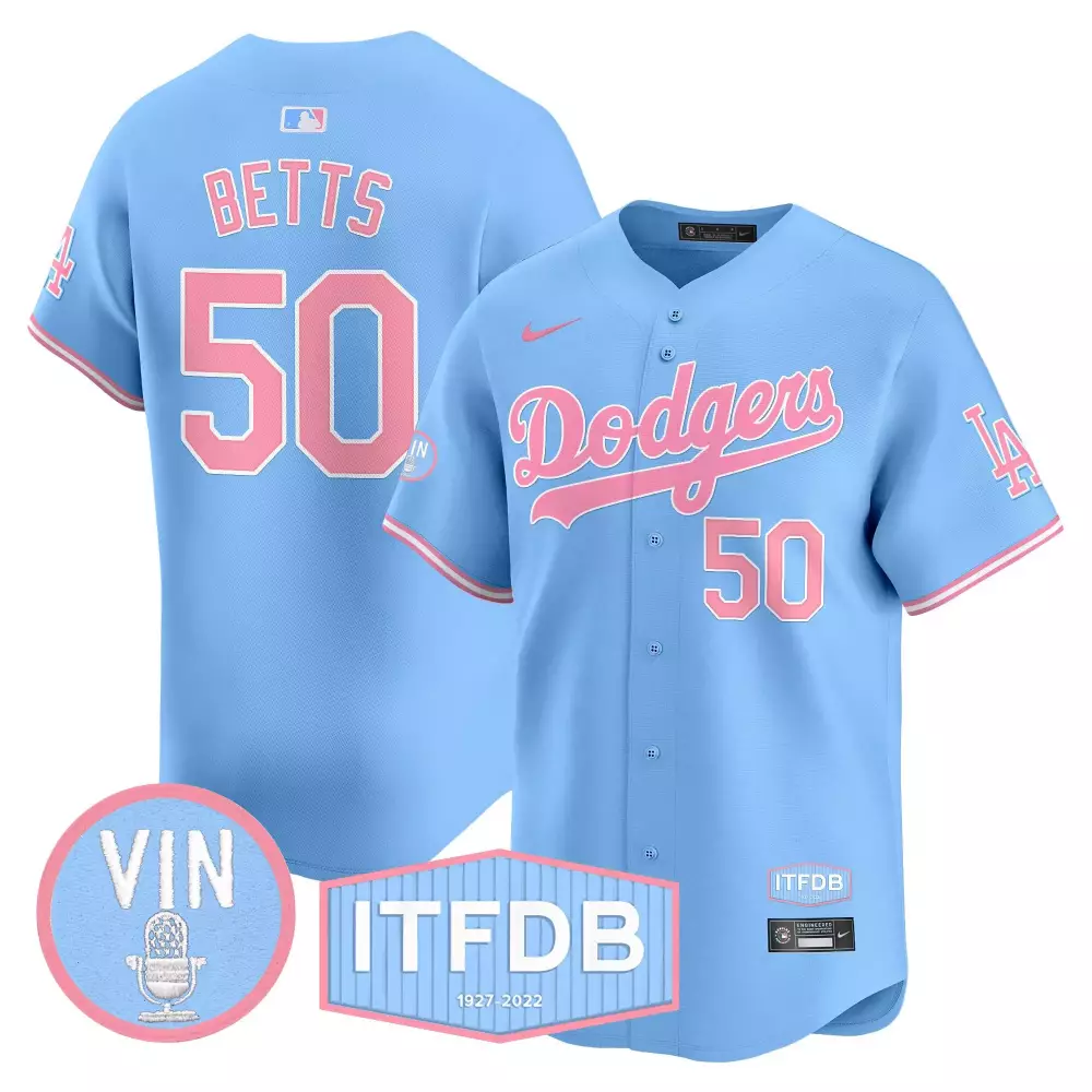 mookie betts light blue unisex los angeles dodgers hello kitty vapor premier limited jersey printed