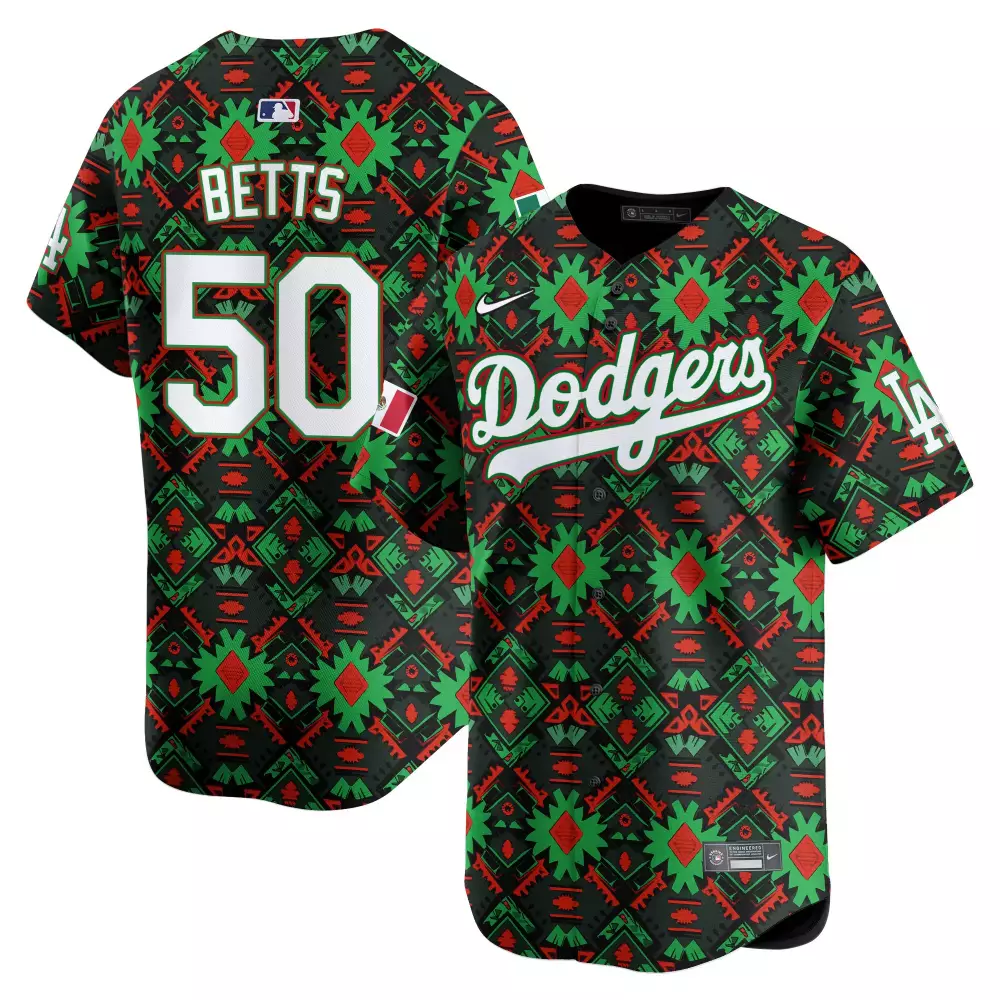mookie betts men los angeles dodgers mexican serape sugar skull vapor premier limited jersey printed
