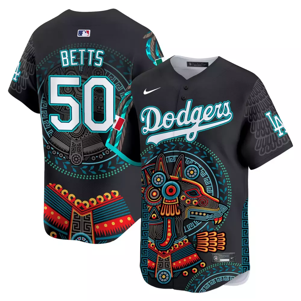 mookie betts men los angeles dodgers mexico xoloitzcuintle aztec vapor premier limited jersey printed