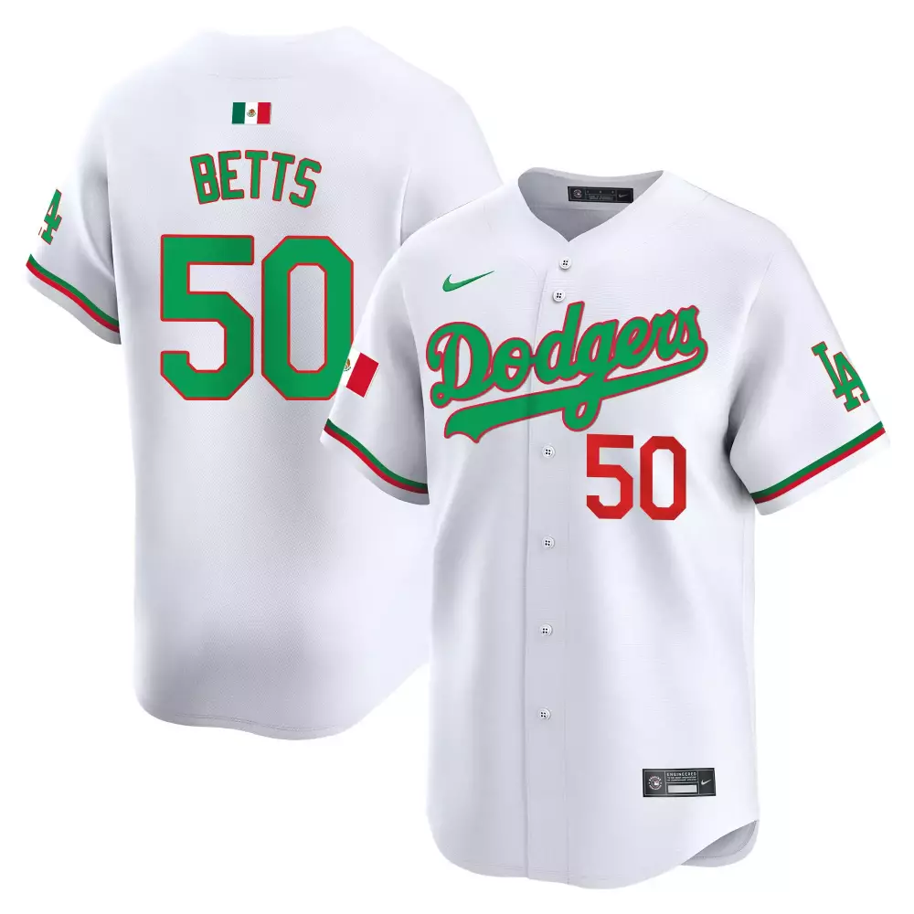 mookie betts mexico white mens los angeles dodgers mexico vapor premier limited jersey v2 all stitched