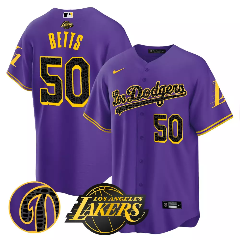 mookie betts purple mens los angeles dodgers cool base mamba jersey all stitched