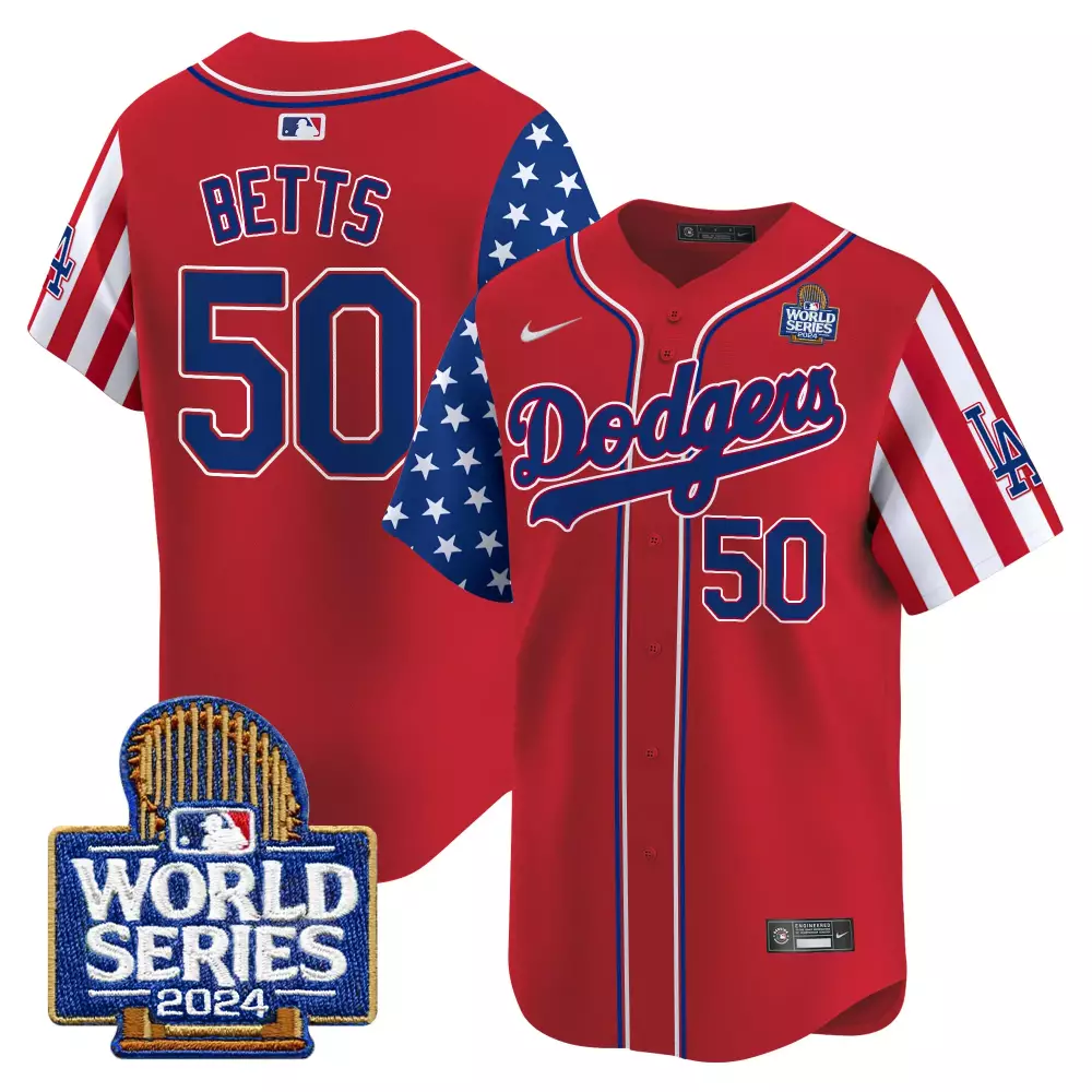 mookie betts red mens los angeles dodgers american style 2024 world series vapor premier limited jersey v2 all stitched