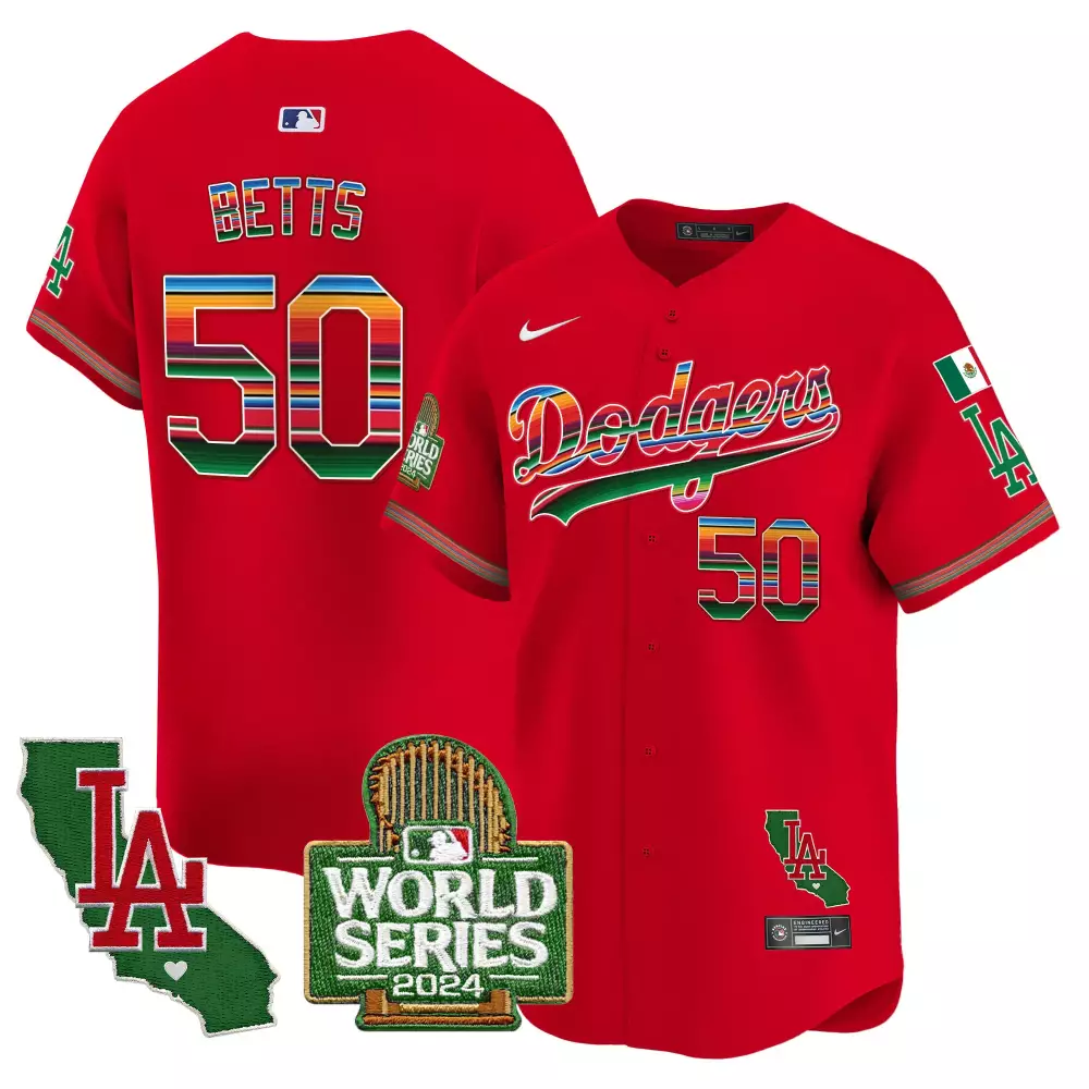 mookie betts red mens los angeles dodgers american style 2024 world series vapor premier limited jersey v2 all stitched