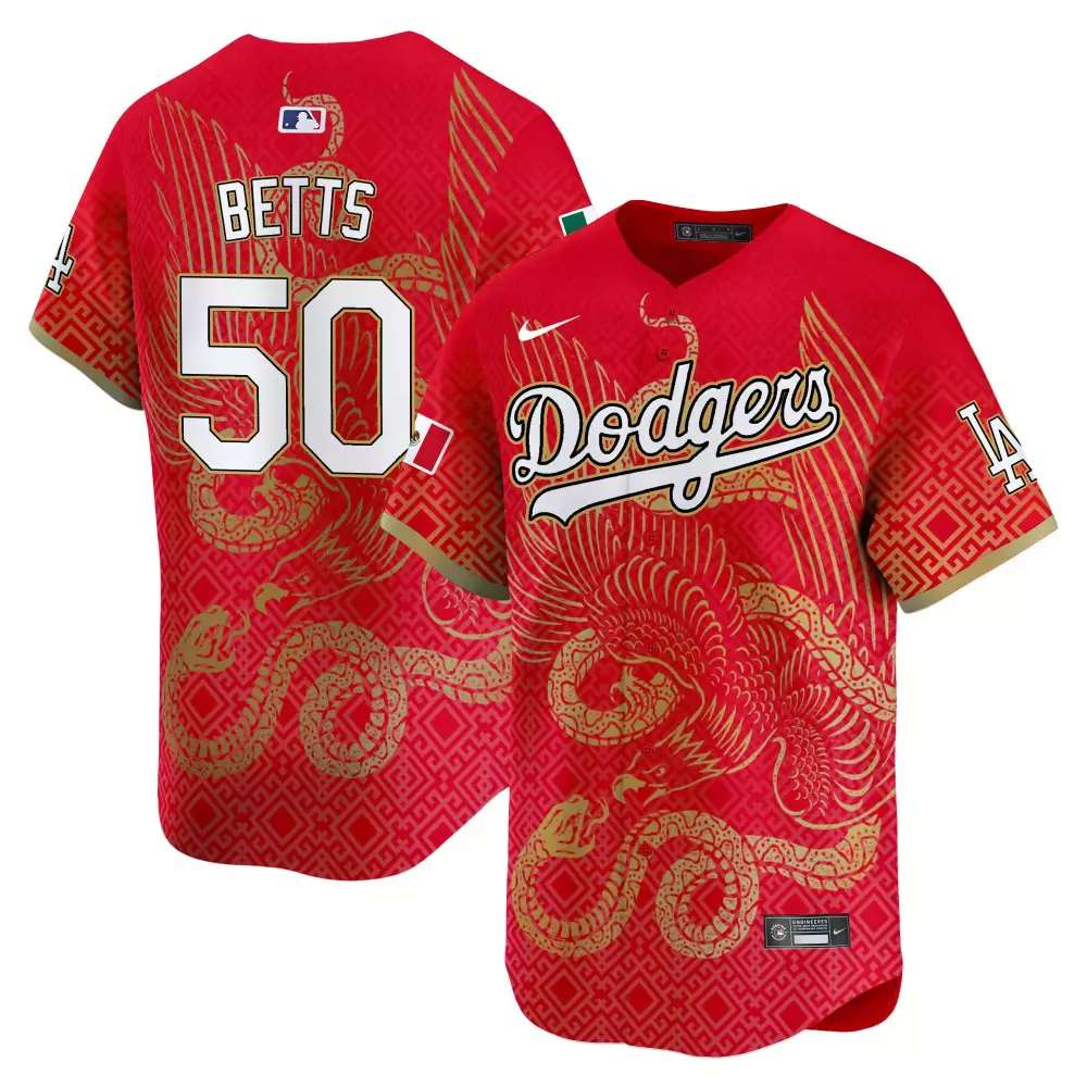 mookie betts red mens los angeles dodgers mexico 2024 world series vapor premier limited jersey v2 all stitched