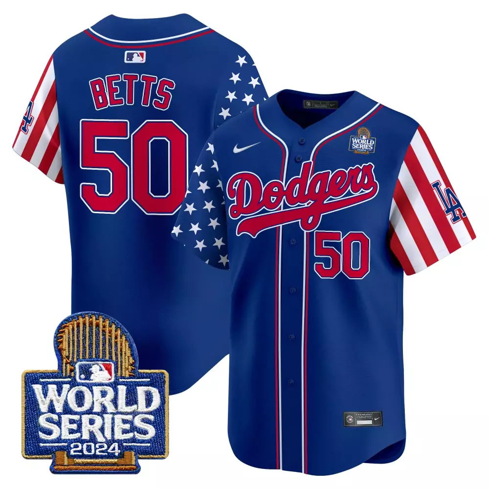 mookie betts royal mens los angeles dodgers american style 2024 world series vapor premier limited jersey v2 all stitche