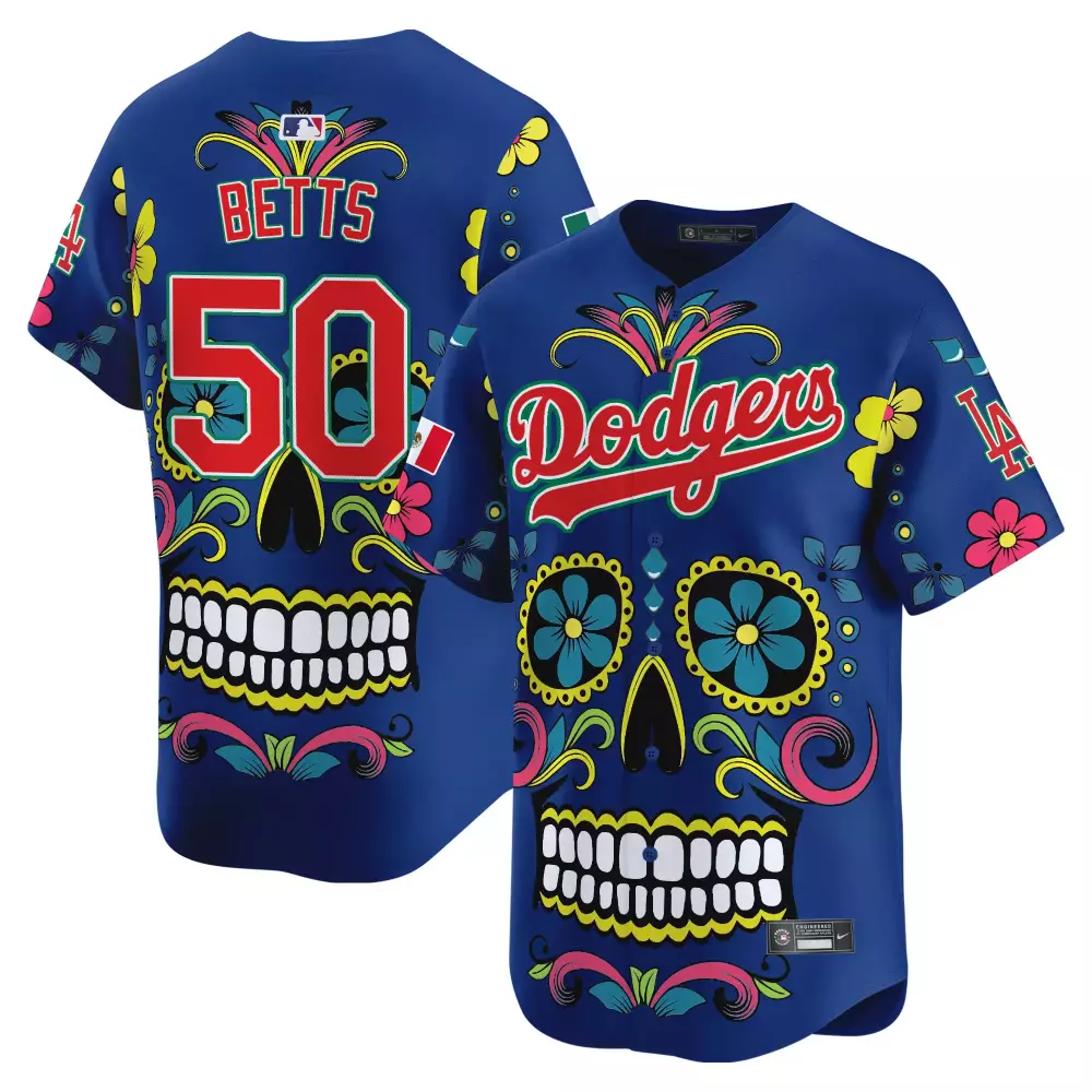 mookie betts royal mens los angeles dodgers mexico flex base limited jersey all stitched