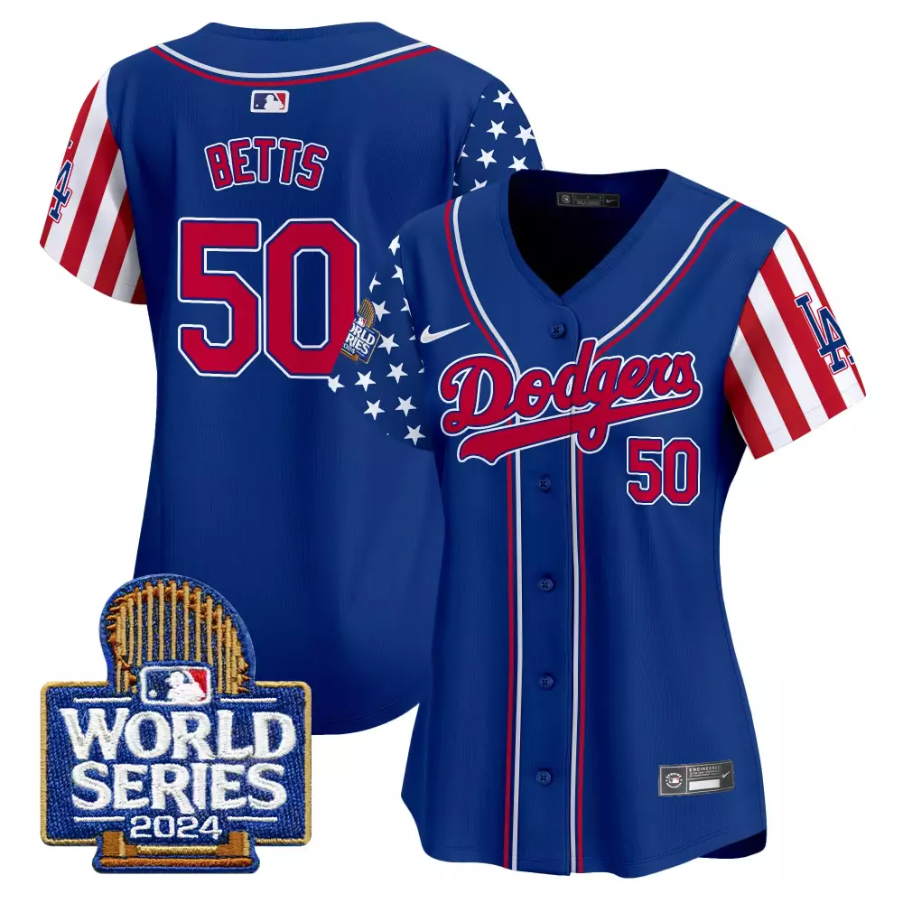 mookie betts royal womens los angeles dodgers 2024 world series vapor premier limited jersey v2 all stitched