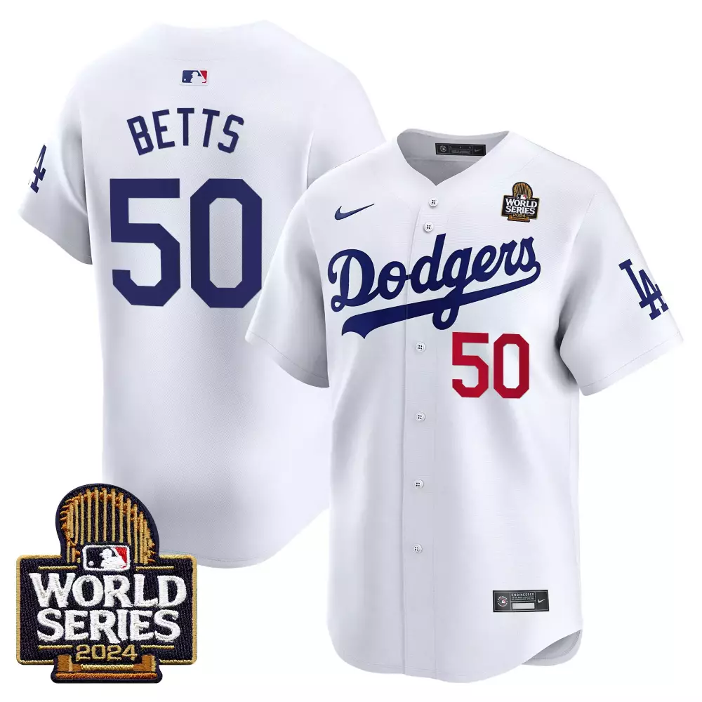 mookie betts white mens los angeles dodgers 2024 world series vapor premier limited jersey all stitched