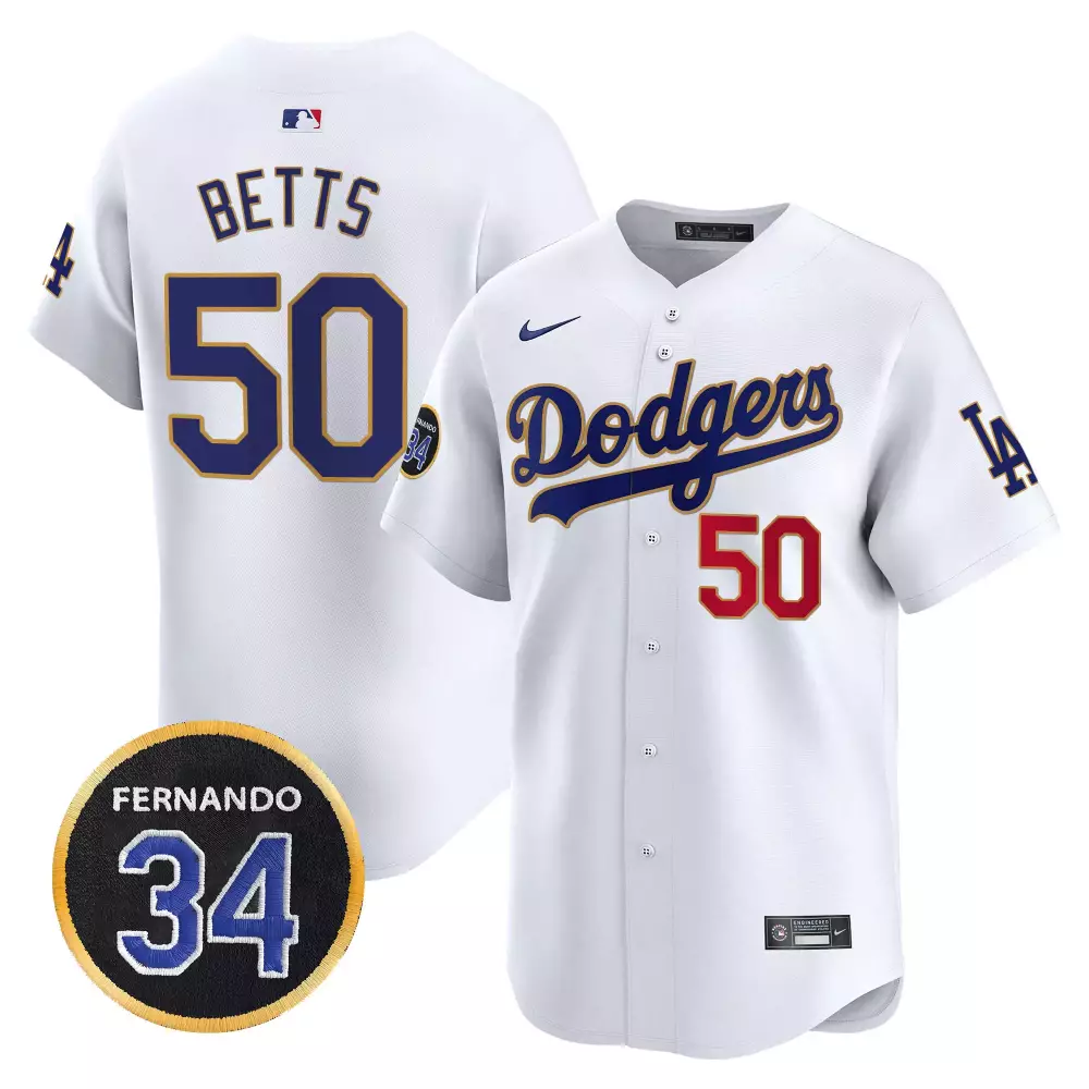 mookie betts white mens los angeles dodgers fernando valenzuela memorial patch vapor premier limited jersey all stitched