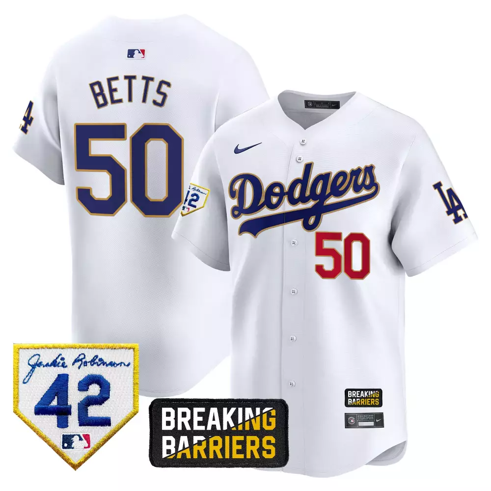 mookie betts white mens los angeles dodgers jackie robinson breaking barriers patch vapor premier limited jersey all sti