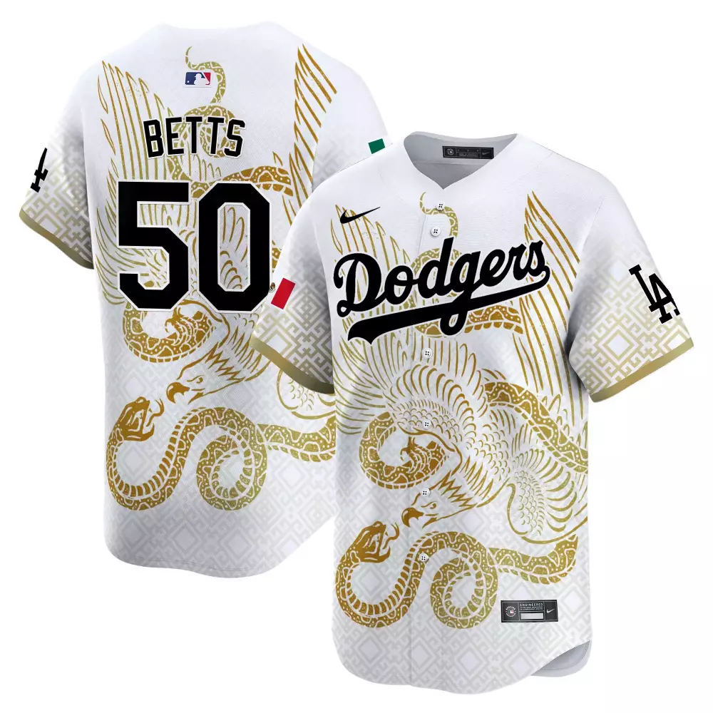 mookie betts white mens los angeles dodgers mexico aztec calendar vapor premier limited jersey printed