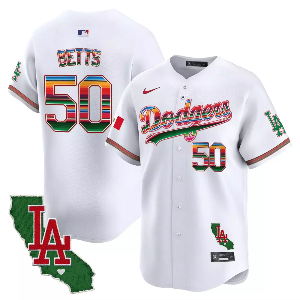 mookie betts white mens los angeles dodgers mexico aztec calendar vapor premier limited jersey printed