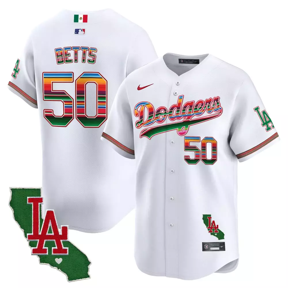 mookie betts white mens los angeles dodgers mexico california patch vapor premier limited jersey v2 all stitched